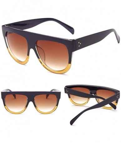 Oversized 2019 Fashion Sunglasses Women Flat Top Style Brand Design Vintage Sun Glasses 6 - 1 - C718YZTUIWU $18.27