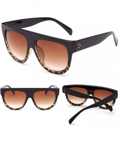 Oversized 2019 Fashion Sunglasses Women Flat Top Style Brand Design Vintage Sun Glasses 6 - 1 - C718YZTUIWU $18.27