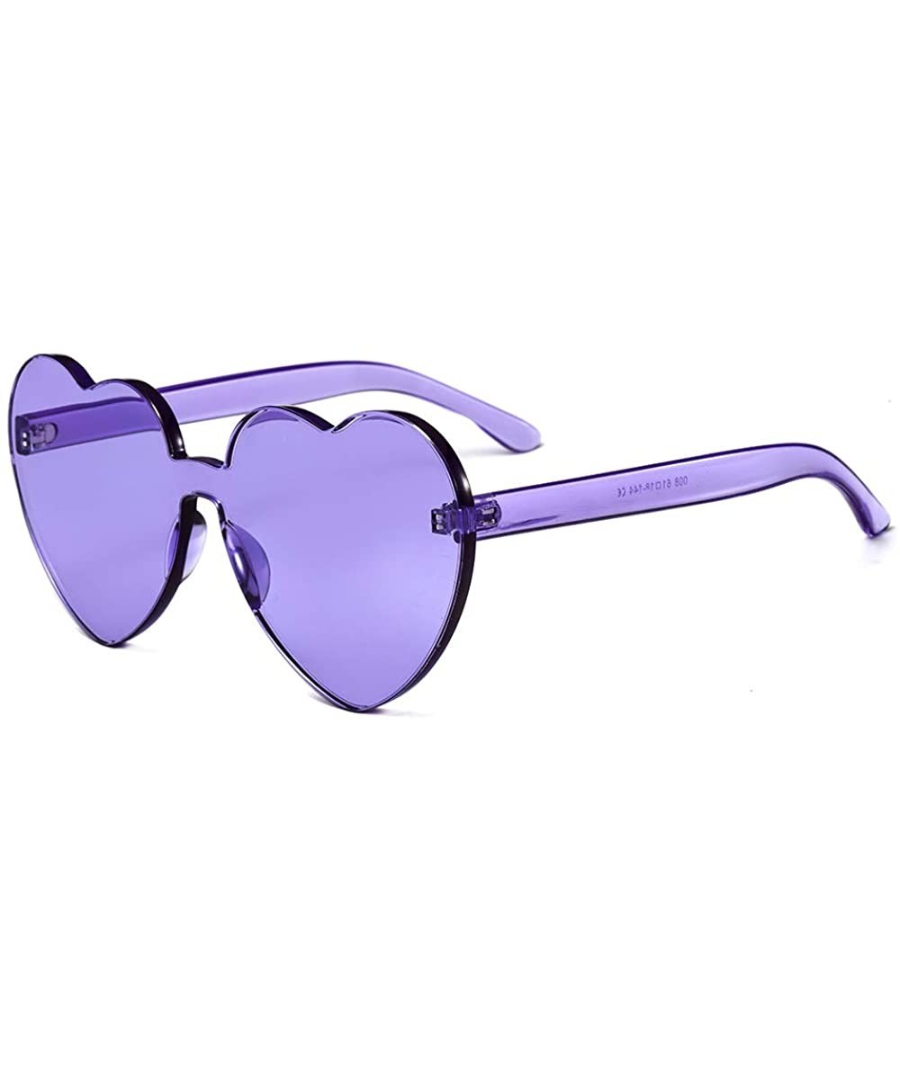 Oversized Heart Sunglasses-Protect Eyes Women Love Rimless Frame Anti-UV Lens Color Sun Glasses Light & Comfortable - C0199XZ...