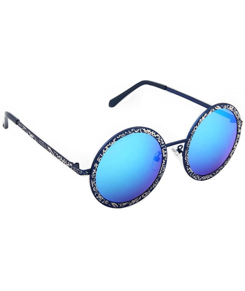 Rectangular Model Sunglasses For Womens Retro Style With Pattern Designed Frame - Black/Blue - CN11ZBUGPAJ $39.57