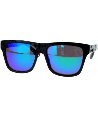 Oversized SA106¨ Unique Stone Slab Texture Mirrored Lens Oversize Horned Sunglasses - Green Revo - CK11ZFVM0A3 $19.70