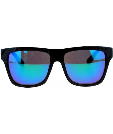 Oversized SA106¨ Unique Stone Slab Texture Mirrored Lens Oversize Horned Sunglasses - Green Revo - CK11ZFVM0A3 $19.70