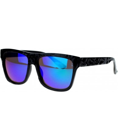 Oversized SA106¨ Unique Stone Slab Texture Mirrored Lens Oversize Horned Sunglasses - Green Revo - CK11ZFVM0A3 $19.70