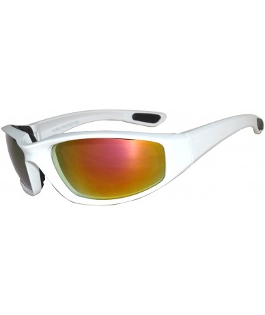 Goggle Motorcycle Padded Foam Glasses Smoke Mirror Clear Lens - Whit_red - C212O9WPWUE $16.98