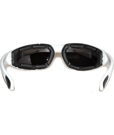 Goggle Motorcycle Padded Foam Glasses Smoke Mirror Clear Lens - Whit_red - C212O9WPWUE $16.98