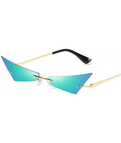 Semi-rimless Women Men Chic Sunglasses Futuristic Rimless Mirror Sun Glasses Narrow Cateye Sunglass Shade - 2 - C318Y7DTWQS $...