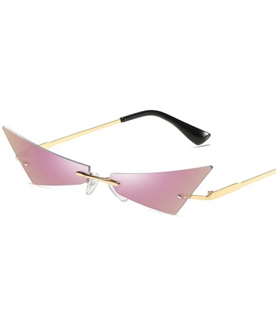 Semi-rimless Women Men Chic Sunglasses Futuristic Rimless Mirror Sun Glasses Narrow Cateye Sunglass Shade - 2 - C318Y7DTWQS $...