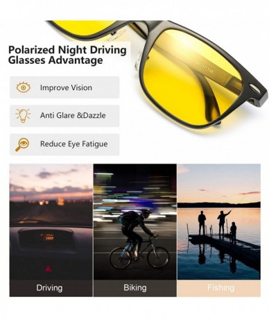 Sport Night-Vision Glasses for Driving Unbreakable Yellow Polarized Lens Anti-glare Cloudy/Rainy/Foggy/Nighttime - CG18INRTAH...