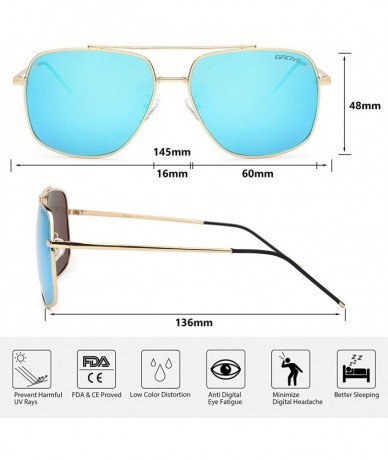 Oversized Retro Polarized Aviator Sunglasses for Men Women-Lightweight Steel Frame UV400 Protection Mirrored Lens - GY73s - C...