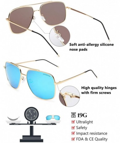 Oversized Retro Polarized Aviator Sunglasses for Men Women-Lightweight Steel Frame UV400 Protection Mirrored Lens - GY73s - C...