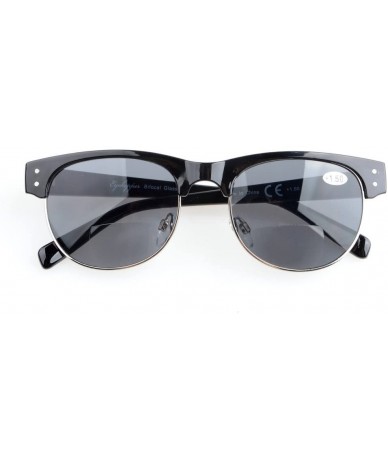 Oversized Retro Oval Round Half Semi-Rimless Bifocal Sunglassess Black +1.0 - S011 Black - C612GPC523D $22.34