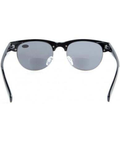 Oversized Retro Oval Round Half Semi-Rimless Bifocal Sunglassess Black +1.0 - S011 Black - C612GPC523D $22.34