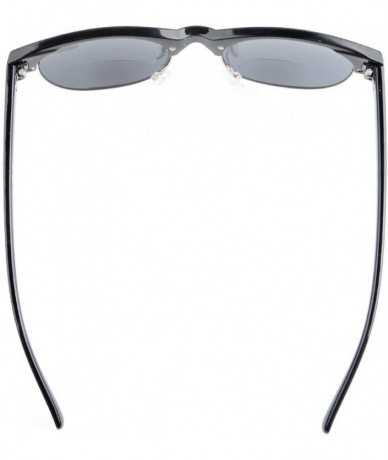 Oversized Retro Oval Round Half Semi-Rimless Bifocal Sunglassess Black +1.0 - S011 Black - C612GPC523D $22.34