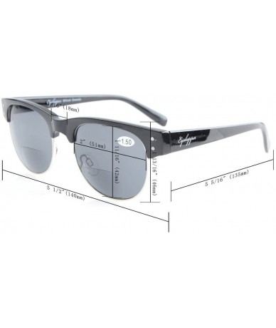 Oversized Retro Oval Round Half Semi-Rimless Bifocal Sunglassess Black +1.0 - S011 Black - C612GPC523D $22.34