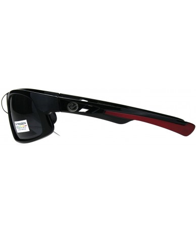 Rectangular Nitrogen Mens Polarized Lens Sunglasses Wrap Around Rectangular UV 400 - Black Red - CV189WG6KZD $23.35