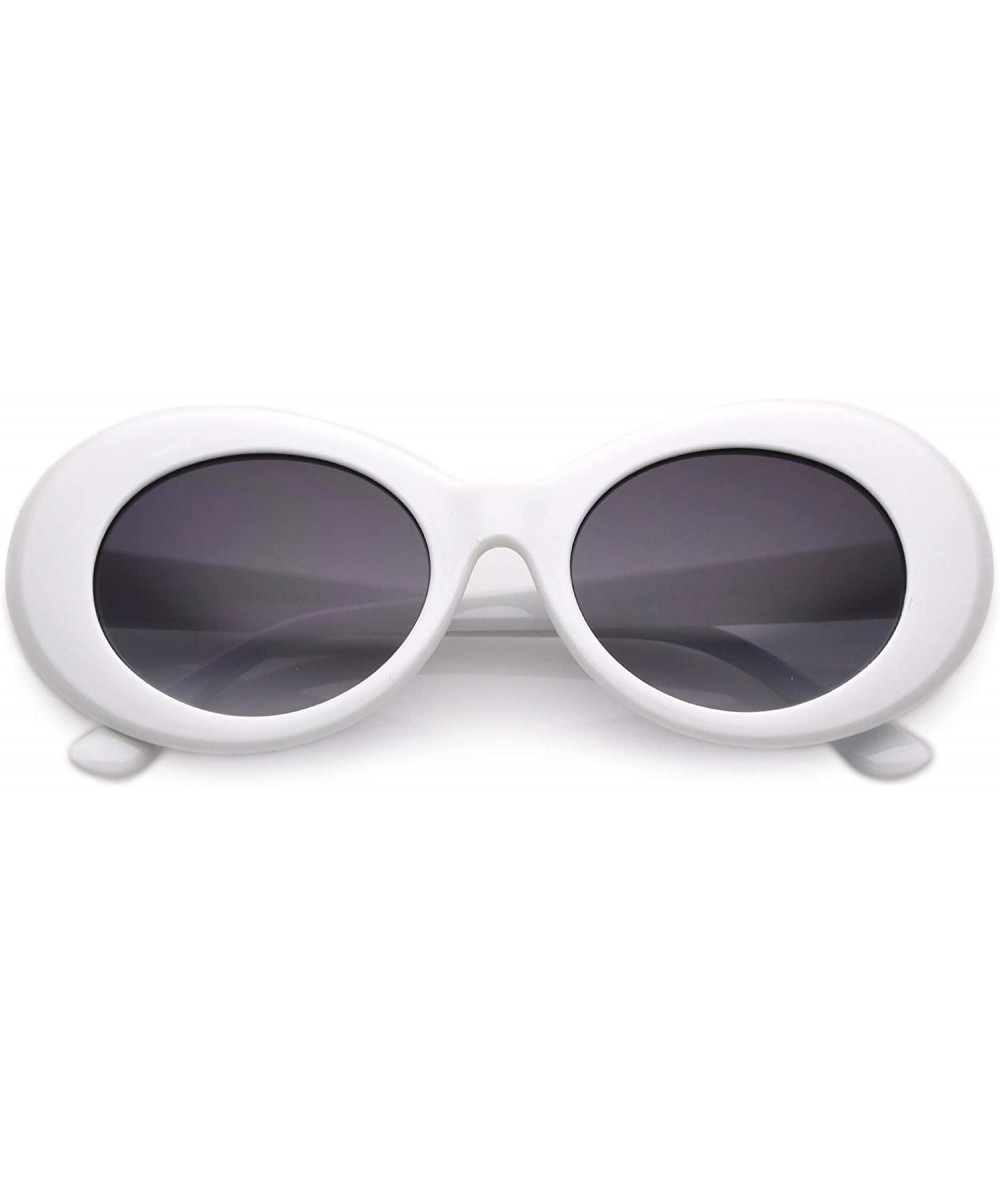 Oval Bold Retro Oval Mod Thick Frame Sunglasses Clout Goggles with Color Tinted Round Lens 51mm - White / Lavender - C9182AOR...