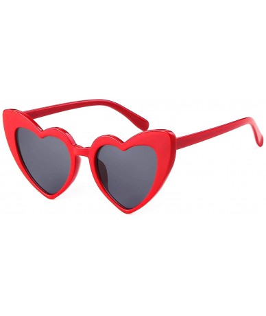 Round Clout Goggle Heart Sunglasses Retro Vintage Cat Eye Mod Style Kurt Cobain Glasses - Red - C318G45AYK3 $17.52