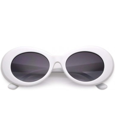 Oval Bold Retro Oval Mod Thick Frame Sunglasses Clout Goggles with Color Tinted Round Lens 51mm - White / Lavender - C9182AOR...