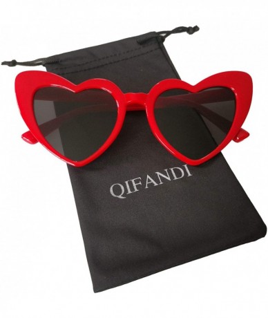 Round Clout Goggle Heart Sunglasses Retro Vintage Cat Eye Mod Style Kurt Cobain Glasses - Red - C318G45AYK3 $17.52