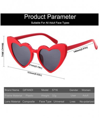 Round Clout Goggle Heart Sunglasses Retro Vintage Cat Eye Mod Style Kurt Cobain Glasses - Red - C318G45AYK3 $17.52