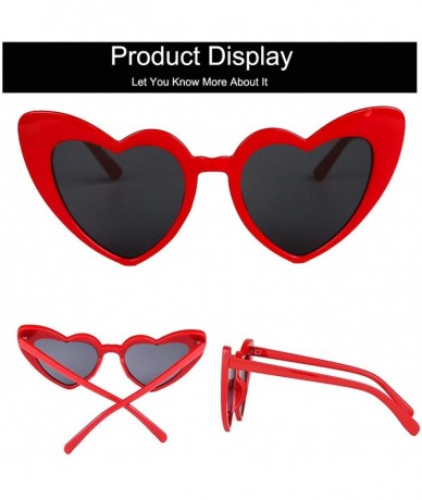 Round Clout Goggle Heart Sunglasses Retro Vintage Cat Eye Mod Style Kurt Cobain Glasses - Red - C318G45AYK3 $17.52