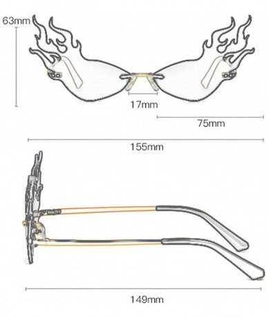 Rimless fashion triangle cat glasses flame women's small frame concave shape brand designer sunglasses - Light Green - C318ZX...