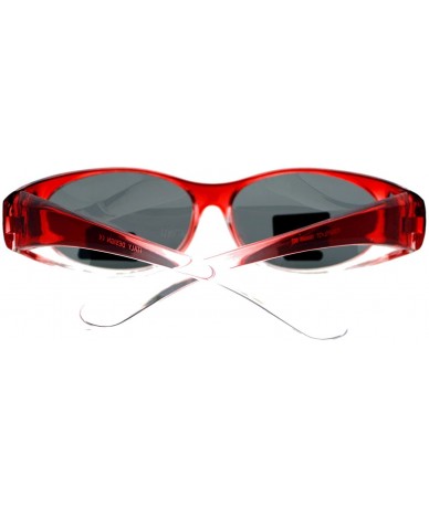 Oval Unisex Fit Over Glasses Polarized Sunglasses Oval Frame Ombre Color Black Lens - Red - CT11YHJ7MYJ $22.71