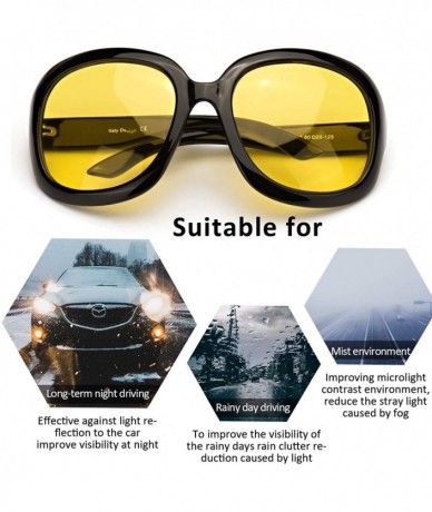 Oversized Aviator Night-Driving Anti-Glare Glasses - HD Night-Vision Polarized Yellow Glasses for Driving/Rainy/Cloudy - C818...