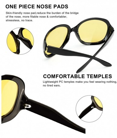 Oversized Aviator Night-Driving Anti-Glare Glasses - HD Night-Vision Polarized Yellow Glasses for Driving/Rainy/Cloudy - C818...