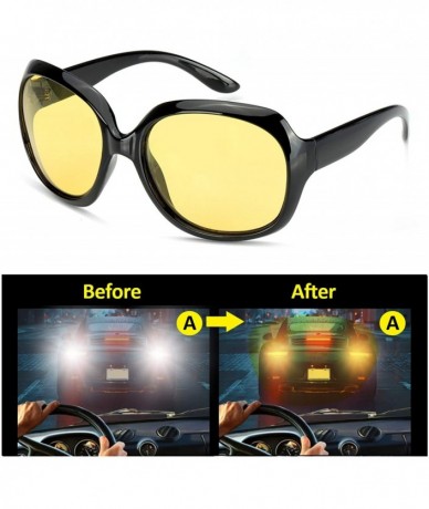 Oversized Aviator Night-Driving Anti-Glare Glasses - HD Night-Vision Polarized Yellow Glasses for Driving/Rainy/Cloudy - C818...