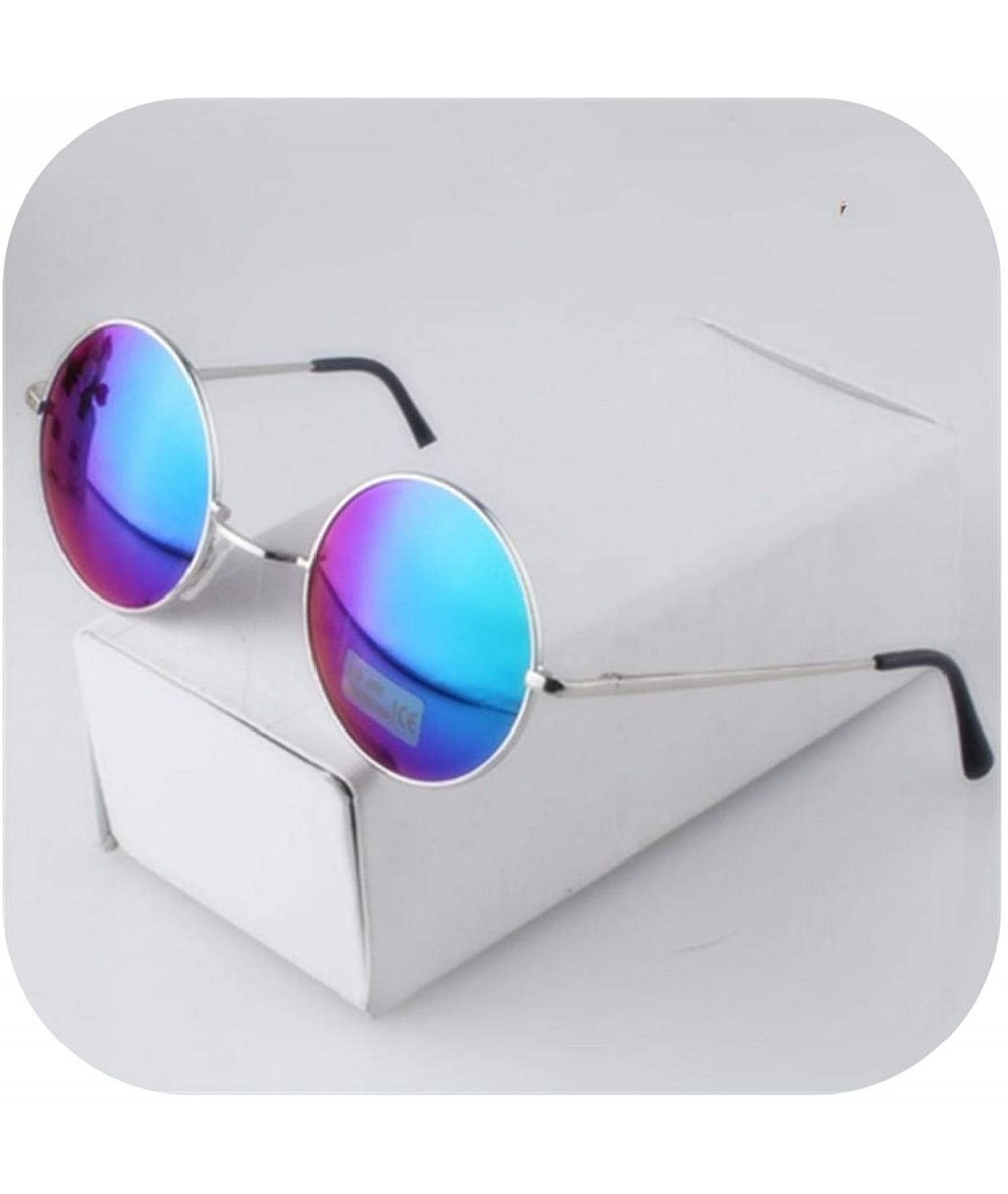 Round Vintage Round Sunglasses Women Sun Glasses Gold Alloy Circle Men Feminine Goggles - Silver Green - C6197Y7N7IR $52.42