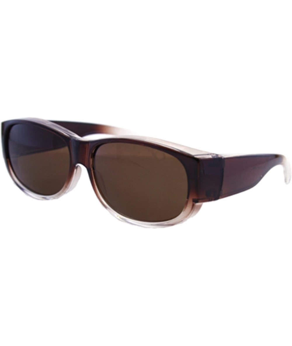 Wrap Colorful Two Tone Ombre Fit Over Sunglasses - Wear Over Eyeglasses - Brown - CW12N1VVQMN $27.44