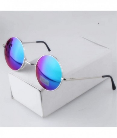 Round Vintage Round Sunglasses Women Sun Glasses Gold Alloy Circle Men Feminine Goggles - Silver Green - C6197Y7N7IR $52.42