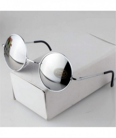 Round Vintage Round Sunglasses Women Sun Glasses Gold Alloy Circle Men Feminine Goggles - Silver Green - C6197Y7N7IR $52.42