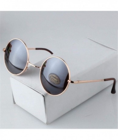 Round Vintage Round Sunglasses Women Sun Glasses Gold Alloy Circle Men Feminine Goggles - Silver Green - C6197Y7N7IR $52.42