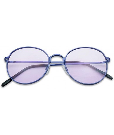 Oval Colorful Classic Vintage Round Flat Lens Lennon Style Sunglasses - Purple (Light Tint) - CB185XL7MMA $19.31