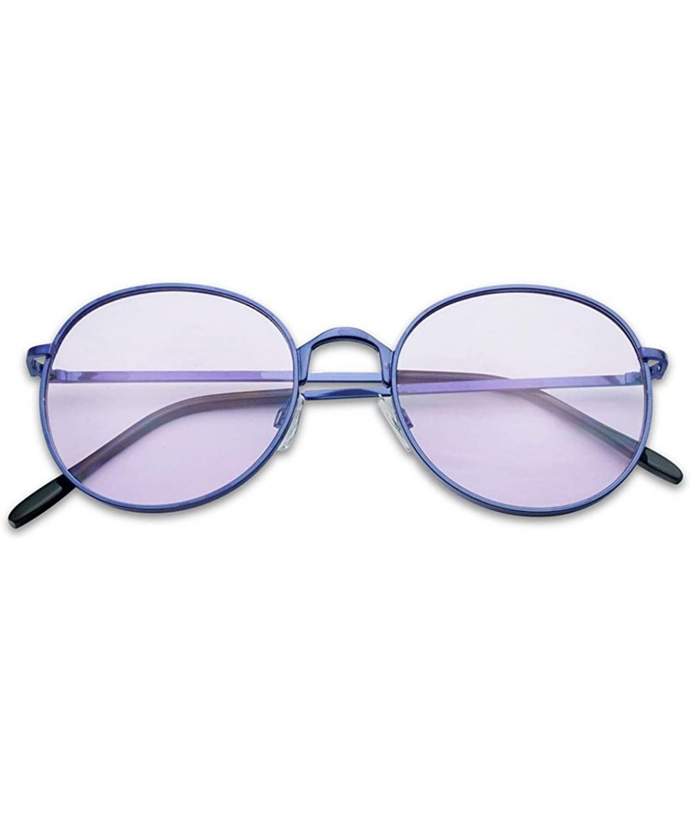 Oval Colorful Classic Vintage Round Flat Lens Lennon Style Sunglasses - Purple (Light Tint) - CB185XL7MMA $19.31