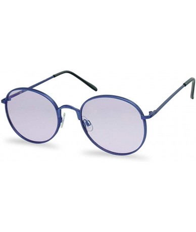 Oval Colorful Classic Vintage Round Flat Lens Lennon Style Sunglasses - Purple (Light Tint) - CB185XL7MMA $19.31