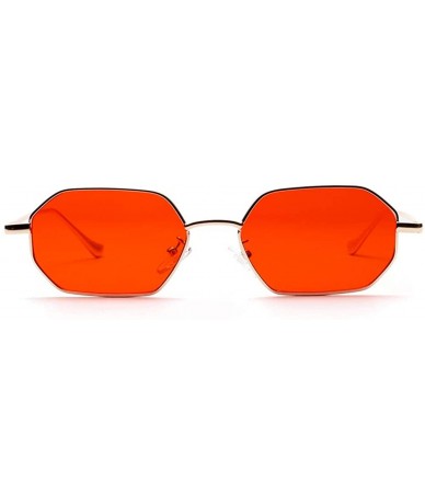 Rectangular Rectangle Sunglasses for Women Metal Frame Red Polygon Small Sun Glasses Men - Red - CJ18GSN6T50 $18.17