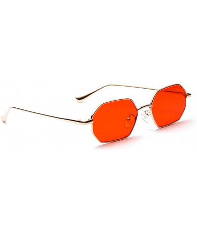 Rectangular Rectangle Sunglasses for Women Metal Frame Red Polygon Small Sun Glasses Men - Red - CJ18GSN6T50 $18.17