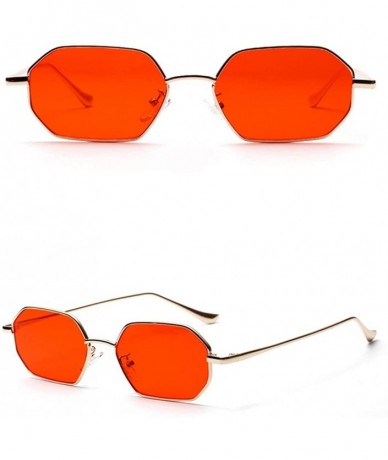 Rectangular Rectangle Sunglasses for Women Metal Frame Red Polygon Small Sun Glasses Men - Red - CJ18GSN6T50 $18.17