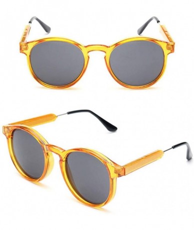 Oversized 2019 Vintage Round Sunglasses Women/Men Classic Outdoor Oculos De Black Gray - Yellow Gray - CM18Y3OR8CU $17.17