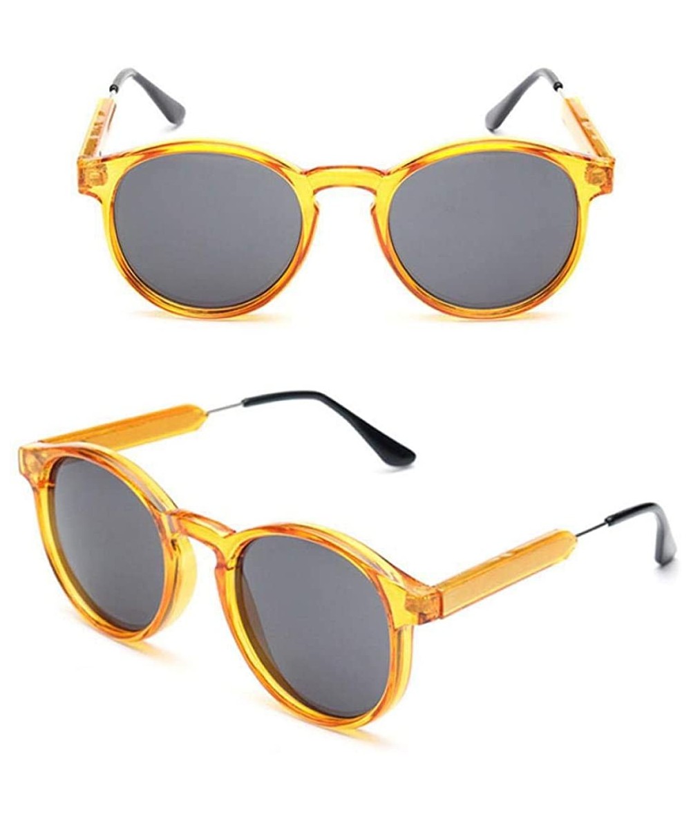 Oversized 2019 Vintage Round Sunglasses Women/Men Classic Outdoor Oculos De Black Gray - Yellow Gray - CM18Y3OR8CU $17.17