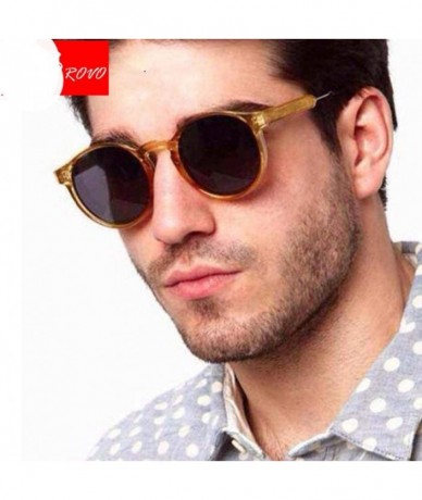 Oversized 2019 Vintage Round Sunglasses Women/Men Classic Outdoor Oculos De Black Gray - Yellow Gray - CM18Y3OR8CU $17.17