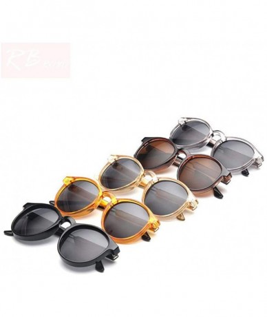 Oversized 2019 Vintage Round Sunglasses Women/Men Classic Outdoor Oculos De Black Gray - Yellow Gray - CM18Y3OR8CU $17.17