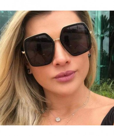 Square Big Shiny Sunglasses For Women 2019 New Oversized Square G Red Green Brand Blue - Silver - CH18XE0CZES $19.24