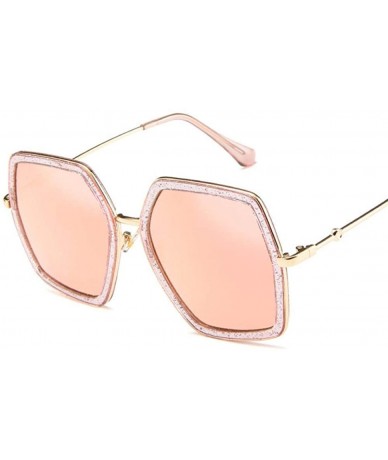 Square Big Shiny Sunglasses For Women 2019 New Oversized Square G Red Green Brand Blue - Silver - CH18XE0CZES $19.24