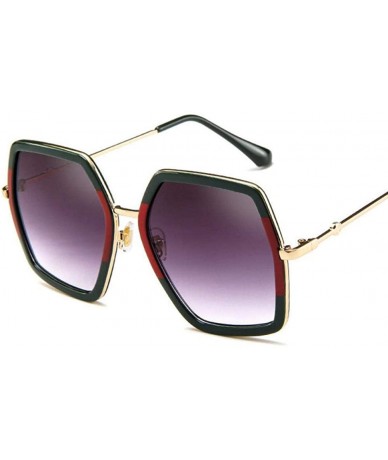 Square Big Shiny Sunglasses For Women 2019 New Oversized Square G Red Green Brand Blue - Silver - CH18XE0CZES $19.24