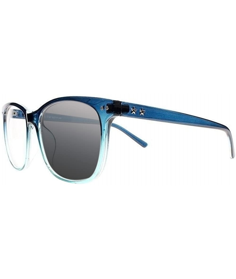 Square Transition Photochromic Oversized Stars Pattern Nerd Sunglasses Reading Glasses - Aqua - CQ18CGX29XI $35.27