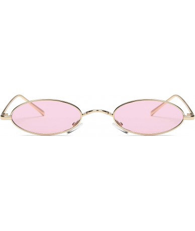 Oversized Slim Retro Vintage Metal Small Round Oval Sunglasses - Pink - CN18I9OKNCY $19.93